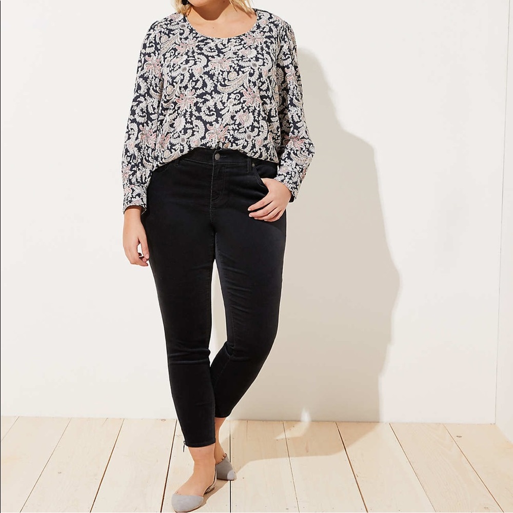 NWT Loft Plus Modern Velvet Ankle Zip Skinny